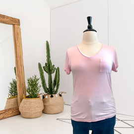 Cuff V-Neck Pocket Tee