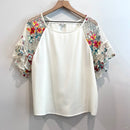 Floral Sheer Embroidered Sleeve Top-2