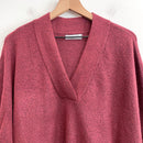 V-Neck Dolman Sleeve Oversized Sweater-4