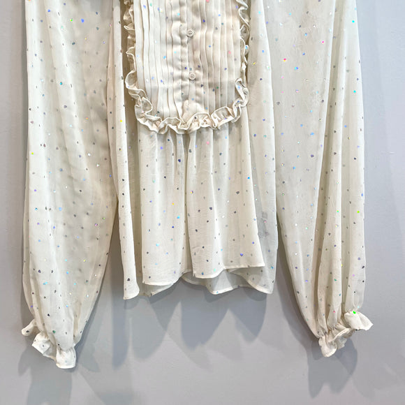 Metallic Heart Pleated Blouse