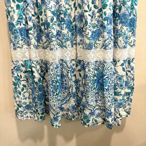 Floral Tiered Linen Midi Dress