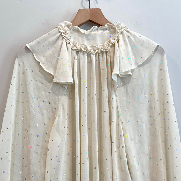 Metallic Heart Pleated Blouse
