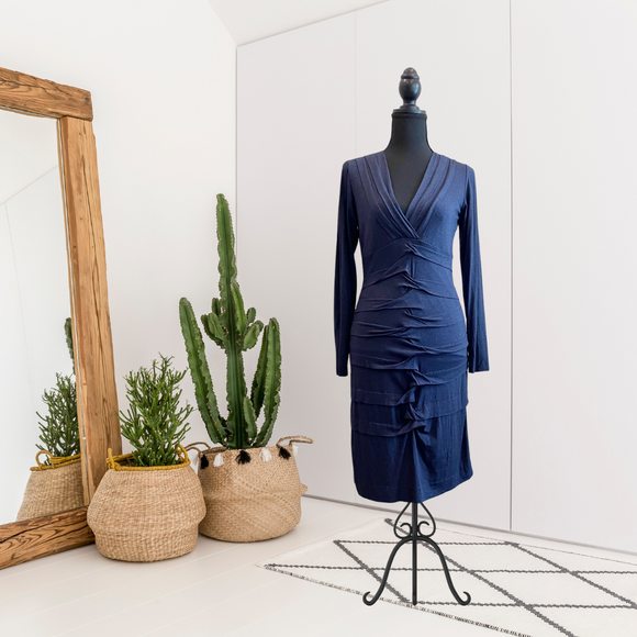 Long Sleeve V-Neck Sheath Dress
