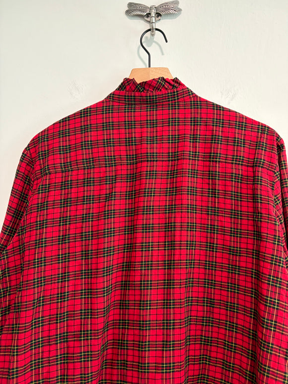 Plaid Ruffle Button Down Shirt