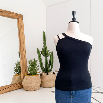 One Shoulder Ribbed Tank Top