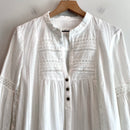 Long Sleeve Eyelet 1/4 Button Tunic Top-3