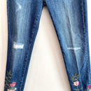 Floral Embroidered Skinny Jeans-3
