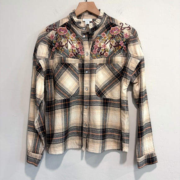 Plaid Embroidered Button Down