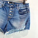 Button Fly Distressed Jean Shorts-2