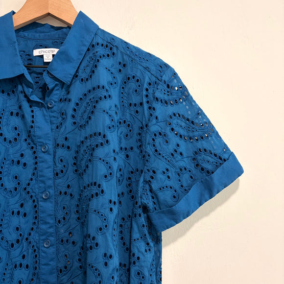 Eyelet Button Down Top