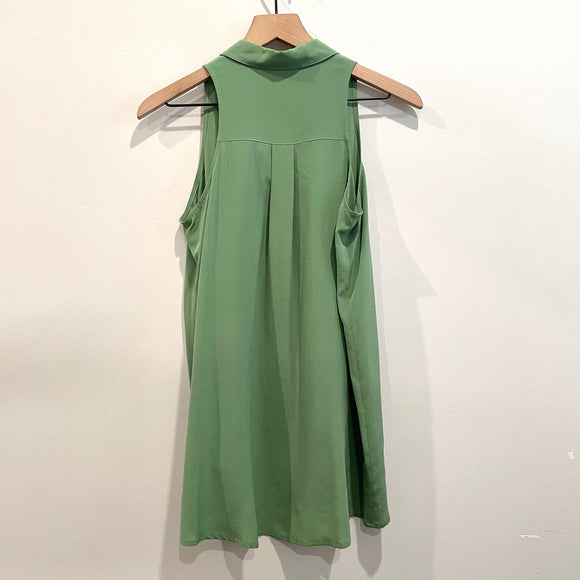 Sleeveless Button Down Silk Top