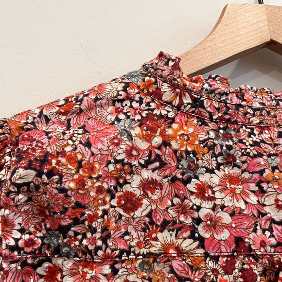 Floral 1/4 Button Top