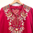 Floral 1/4 Button Embroidered Top-3