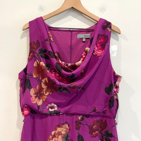 Draped Neck Floral Midi Dress