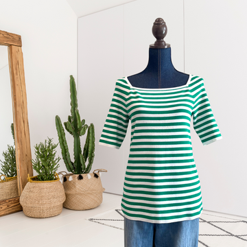 Striped Knit Stretch Sweater