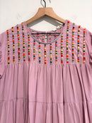 Embroidered Ruffle Shift Dress-3