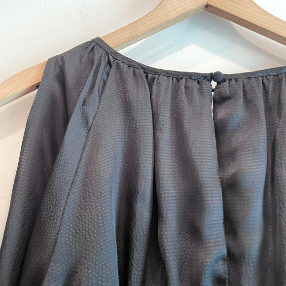 Satin Slit Sleeve V-Neck Top
