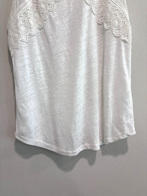 Linen Lace Trim Tank Top