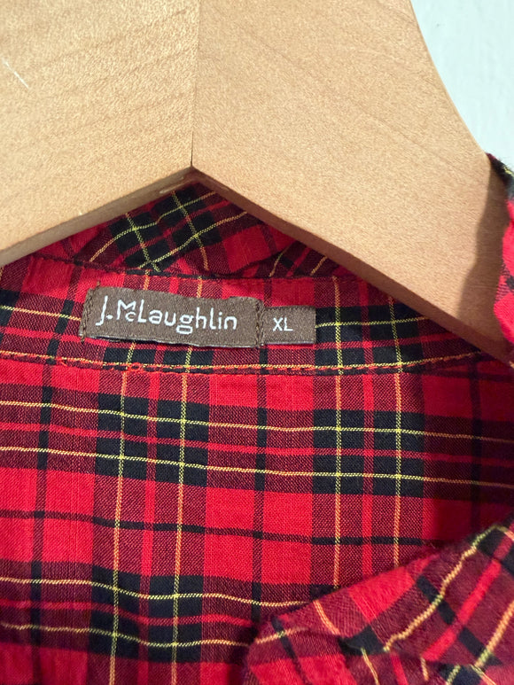 Plaid Ruffle Button Down Shirt