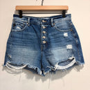 Distressed High Rise Shorts-1