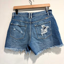 Distressed High Rise Shorts-5