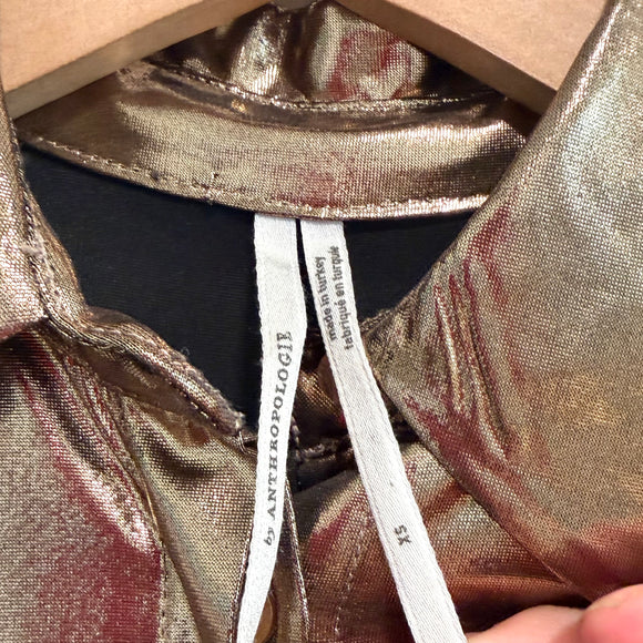 Shine Metallic Button Down Top