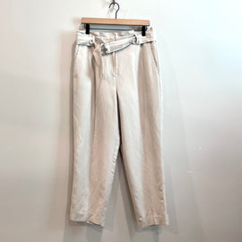 Paperbag Belted Linen Blend Pants