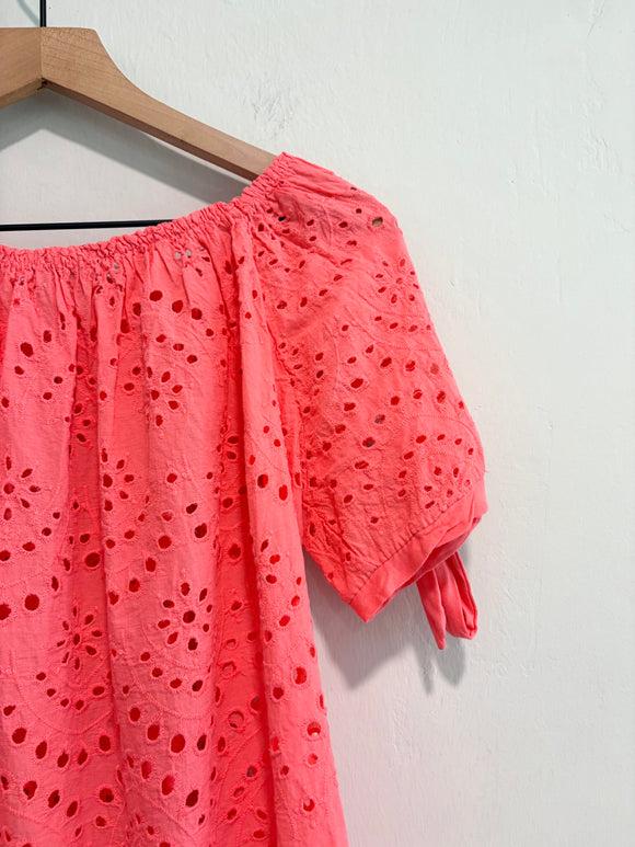 Eyelet Bow Sleeve Top