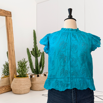 Palm Tree Eyelet Top
