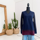 Semi-Sheer Sleeve V-Neck Sweater-1