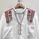 Floral Embroidered Ramie Top-3