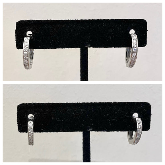 2 Set Sterling Silver Crystal Hoop Earrings