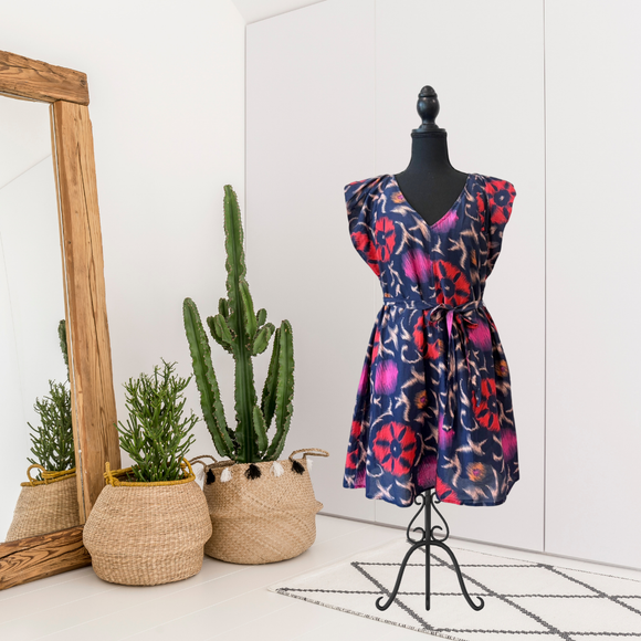 Geometric Flutter Sleeve Dress