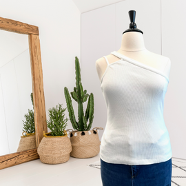 Ribbed One Shoulder Top