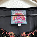 Floral Embroidered Velvet Peasant Top-6