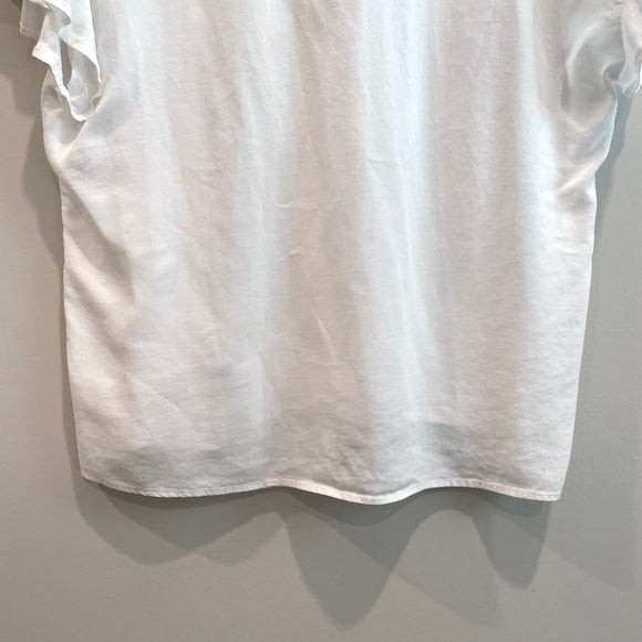 Ruffle Button Down V-Neck Top
