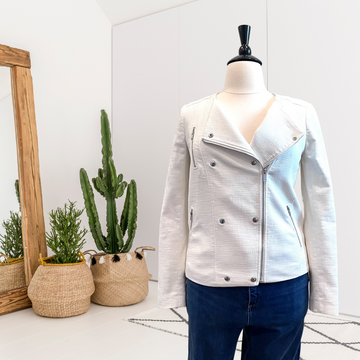 Textured Zip Moto Jacket