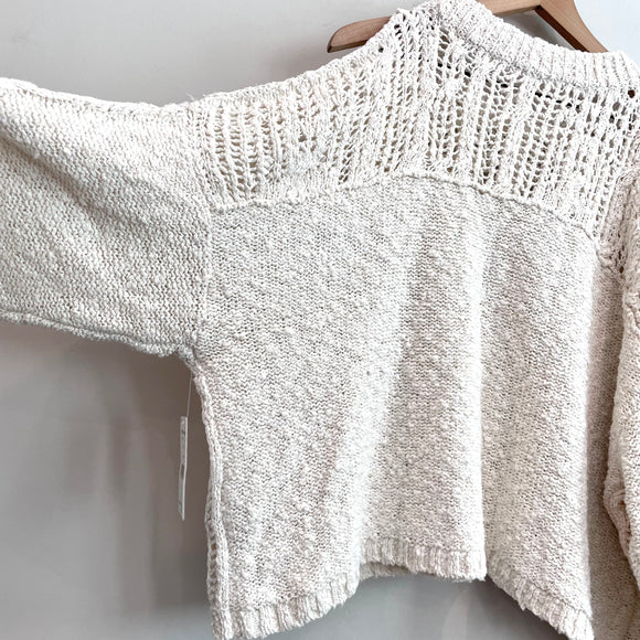 Cold Shoulder Open Knit Chunky Sweater