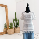 Open Knit Short Sleeve Sweater-1