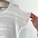 Open Knit Short Sleeve Sweater-4