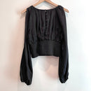Satin Slit Sleeve V-Neck Top-10