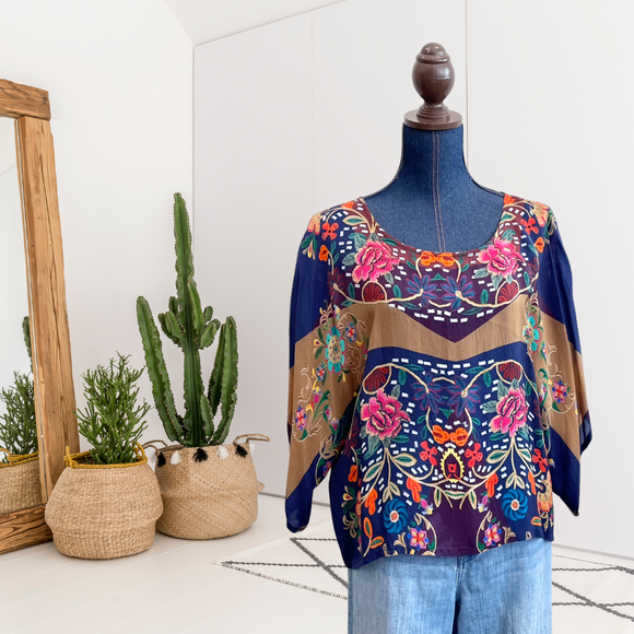 Color Block Floral Top