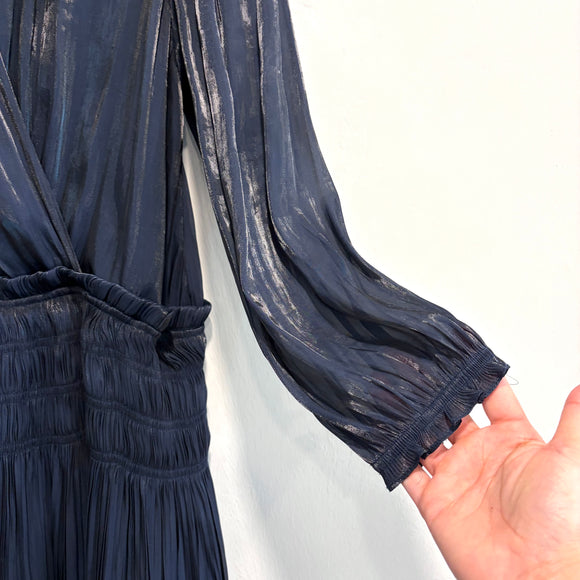 Pleated V-Neck Dress