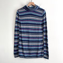 Striped Open Knit Turtleneck Sweater-2