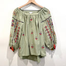 Southwestern Embroidered Tassel Sleeve Top-2