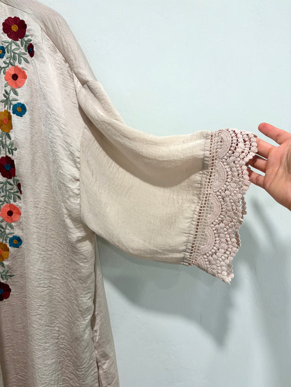 Floral Embroidered Kimono Cardigan