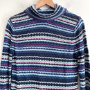 Striped Open Knit Turtleneck Sweater-3
