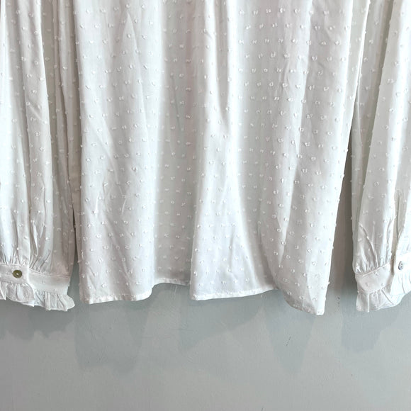 Ruffled Button Down Swiss Dot Top