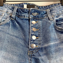 Button Fly Distressed Jean Shorts-5