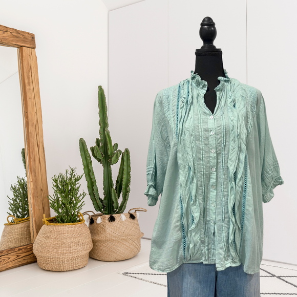 Ruffle Pleated Top